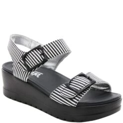 Alegria Women's Morgyn Flatform Wedge Sandals - Black Stripes -Fashion Shoes Store AAMOR 879 2