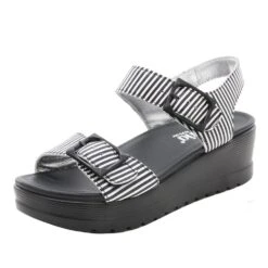 Alegria Women's Morgyn Flatform Wedge Sandals - Black Stripes