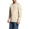 Ariat Men's FR Air Crew LS Shirt - Sand Heather -Fashion Shoes Store AR10022328