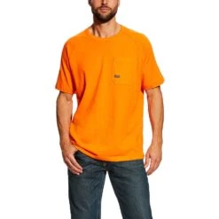 Ariat Men's Rebar Cottonstrong SS Crew - Safety Orange