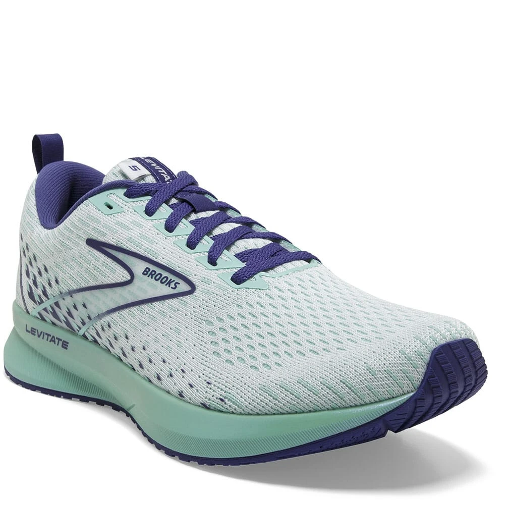 Brooks Women's Levitate 5 Road Running Shoes - White/Navy Blue 6 Brooks Women's Levitate 5 Road Running Shoes - White/Navy Blue - Image 4
