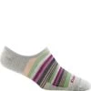 Darn Tough Women's Topless Multi Stripe No Show Hidden Socks - Ash -Fashion Shoes Store DT6001 ASH
