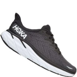 Hoka One One Women's Clifton 8 Athletic Shoes - Black/White -Fashion Shoes Store HK1119394 BWHT 2