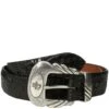 Lucchese Men's Caiman Leather Western Belt - Black -Fashion Shoes Store LCW9401