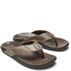 OluKai Men's NUI Flip Flops - Mustang/Espresso -Fashion Shoes Store OK10239 135H 3