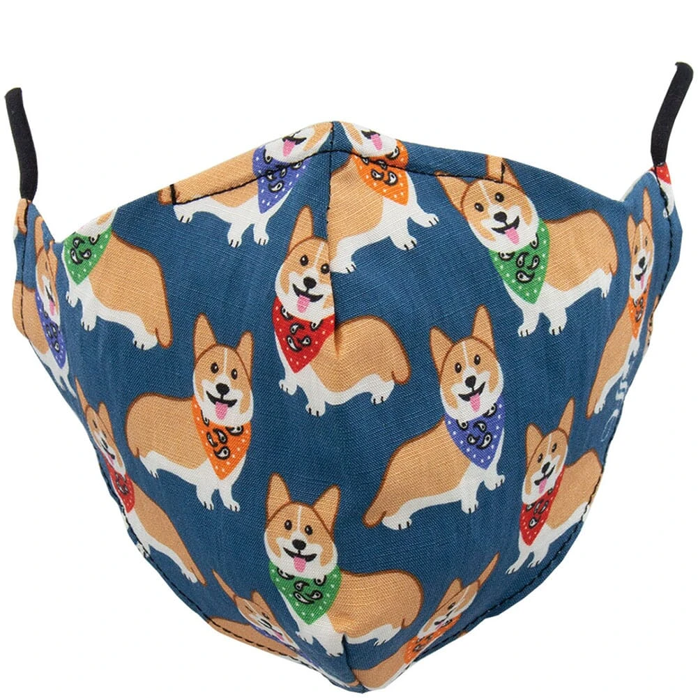 Socksmith Unisex Corgi Face Mask - Steel Blue 3 Socksmith Unisex Corgi Face Mask - Steel Blue